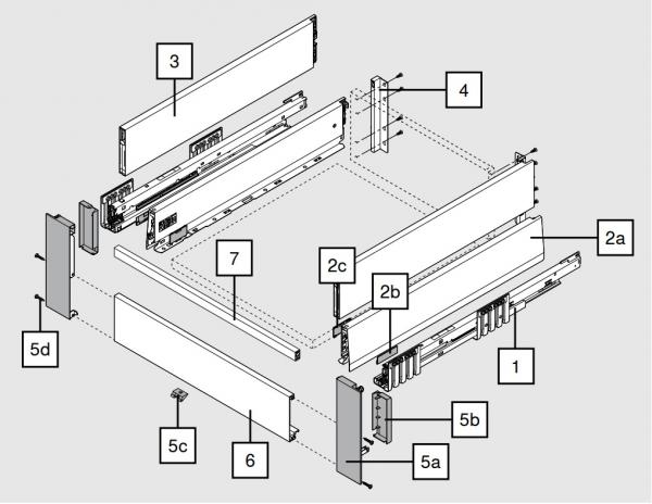 MERIVOBOX Querreling für Innenauszug, bis KB=1200mm, zum Ablängen, indiumgrau, ZR4.1059U